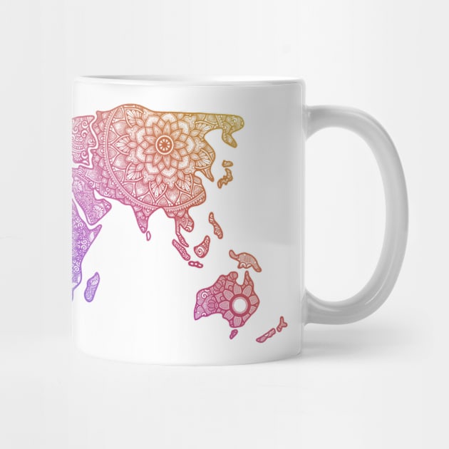 Colorful World Map Mandala Rainbow colors by designsbygulmohar